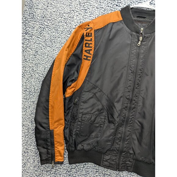 Harley Davidson Riding Jacket Mens LG Windbreaker Reflective Mesh Lined Orange - Picture 4 of 16